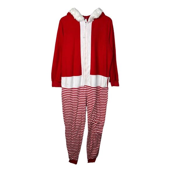 Wondershop Christmas Fleece Hooded 1 Piece Pajama Union Suit Red FLAW Adult XL - Picture 1 of 7